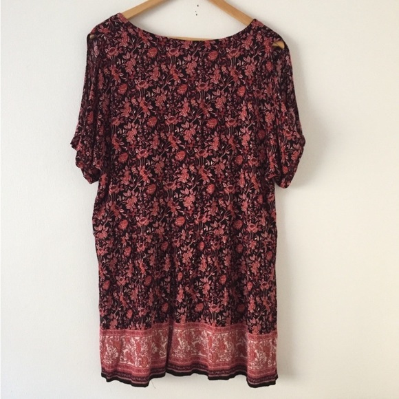 UO Staring at Stars Floral Cold Shoulder Button-down Babydoll Mini Dress - Picture 6 of 8